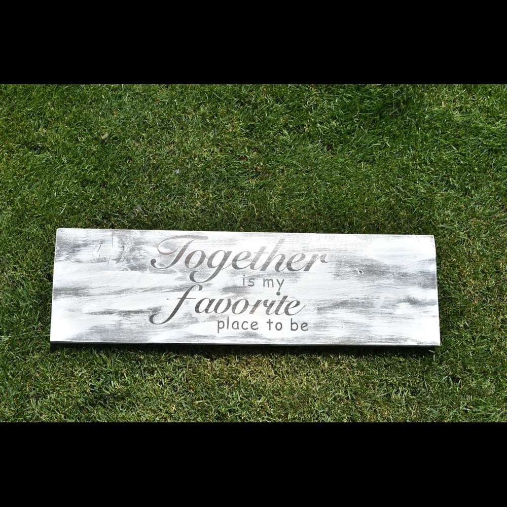 Handmade hanging wood sign